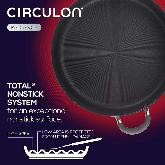Circulon Radiance Hard Anodized Nonstick Frying Pan, Dishwasher Safe, Oven Safe Skillet Set, Frying Pan Cookware Set, 2-Piece, Gray