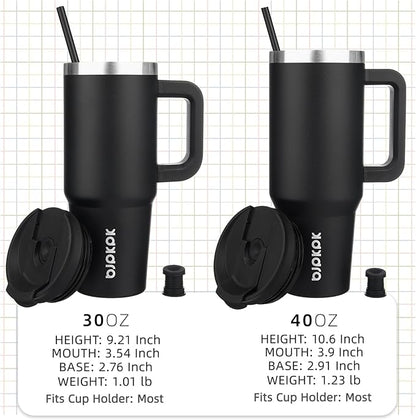 BJPKPK 30oz Stainless Steel Insulated Tumbler With Handle And Lid Straw Travel Coffee Mug Thermal Cup,Black