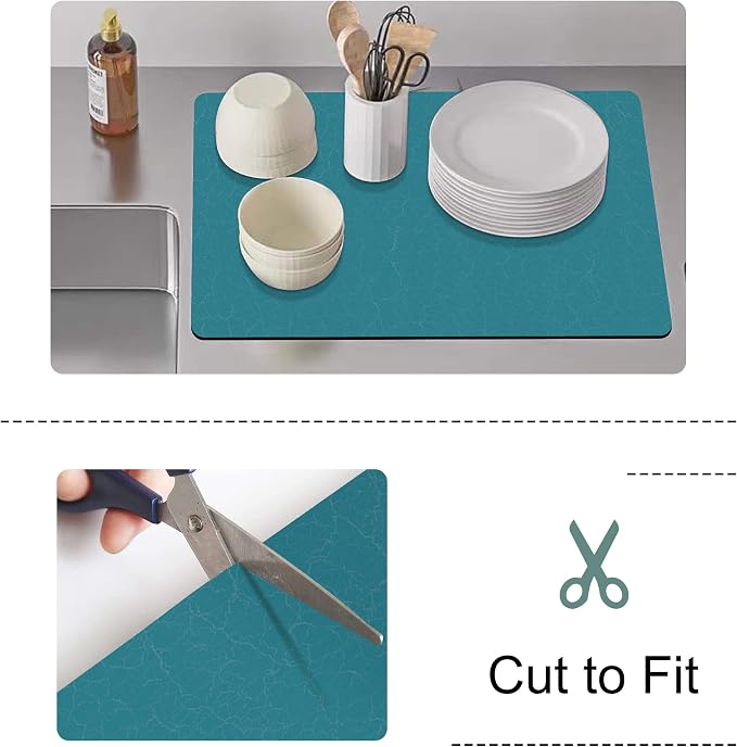 GOLENER Coffee Mat - Hide Stain Rubber Backed Absorbent Dish Drying Mat for Kitchen Counter- Bar Accessories Fit Under Coffee Maker Machine Cafe Pot Espresso Machine Dish Rack