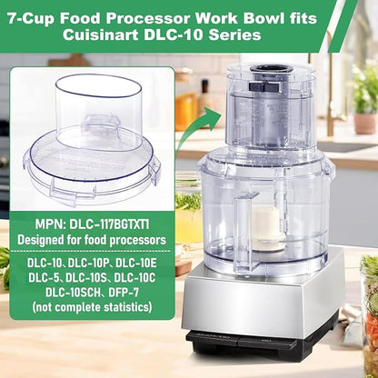 DLC-10 Series Work Bowl Cover 7-Cup DLC-117BGTXT-1 Food Processor Replacement Parts for Tritan Cuisinart,This Cover Features 4 Tabs On The Bottom Rim,Will Only Work With a Tritan Workbowl