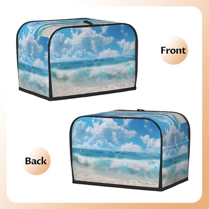 Sea Beach 2 Slice Toaster Cover, Dustproof, Fingerprint Protection, Black, Polyester, Waterproof