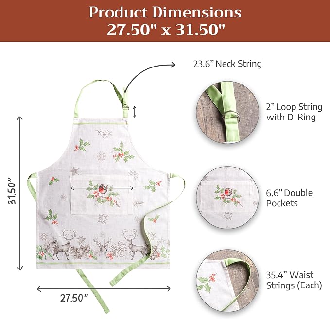 Maison d' Hermine 100% Cotton Apron for women with Pocket Kitchen Chef Apron for Men Cooking Spring Summer