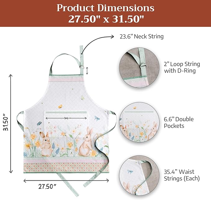 Maison d' Hermine 100% Cotton Apron for women with Pocket Kitchen Chef Apron for Men Cooking Spring Summer