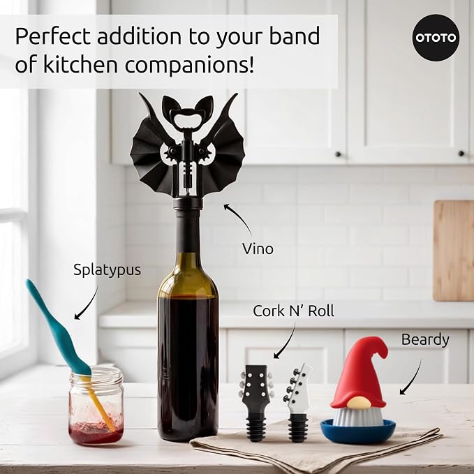 OTOTO Guitar Wine Stoppers Set - Wine Cork, Wine Cap - Unique Kitchen Gadgets, Cooking Gifts for Women, Kitchen Essentials, Kitchen Utensils, Funny Gift, Kitchen Accessories - (Cork n' Roll)
