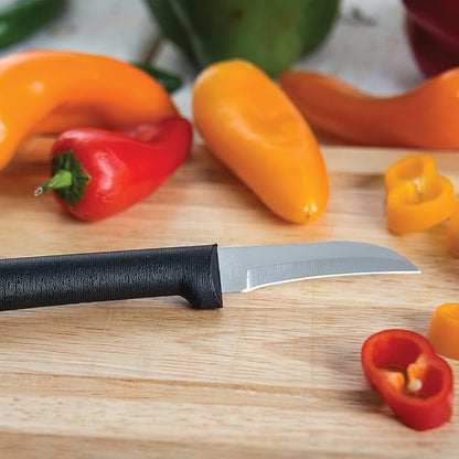 Rada Cutlery 4-Piece Granny, Regular, Peeling, and Heavy Duty Paring Knife Set, Stainless Steel Blades, Black Handle