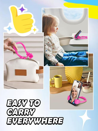 Teens Girls Women Gifts Cell Phone Holder: Thumbs Up Lazy Phone Holder for Desk Gifts for Adults Kids Teenager Wife Mom Funny White Elephant Useful Christmas Stocking Stuffers Trendy Stuff Hot Pink