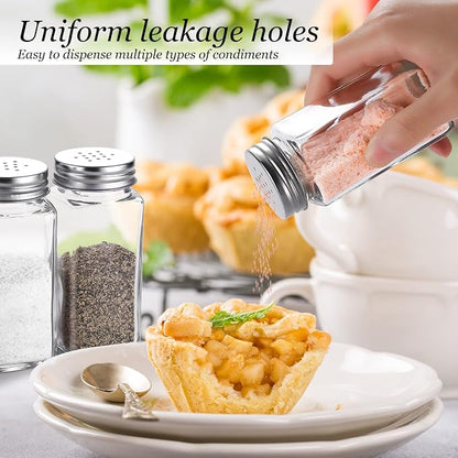 Glass Salt and Pepper Shakers Set Large,DWTS DANWEITESI Farmhouse Salt and Pepper Shakers Cute with Stainless Steel Lid-Large Spice Jars,Clear to Know When to Fill,Cute Farmhouse Kitchen