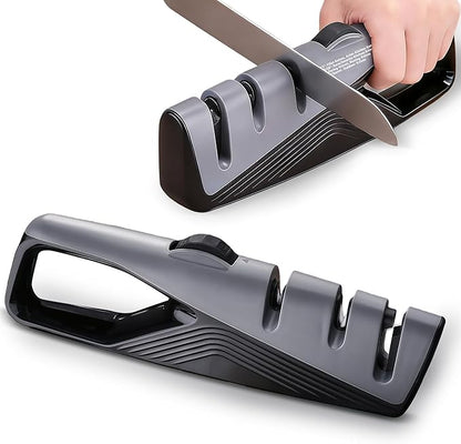Knife Sharpener, 5 Adjustable Angle, 3 in 1 Professional Chef's Kitchen Knife Accessories, Kitchen Blade & Scissors Sharpening Tool, Versatile Manual Knife Sharpener, Easy to Use, for Kitchen Knife