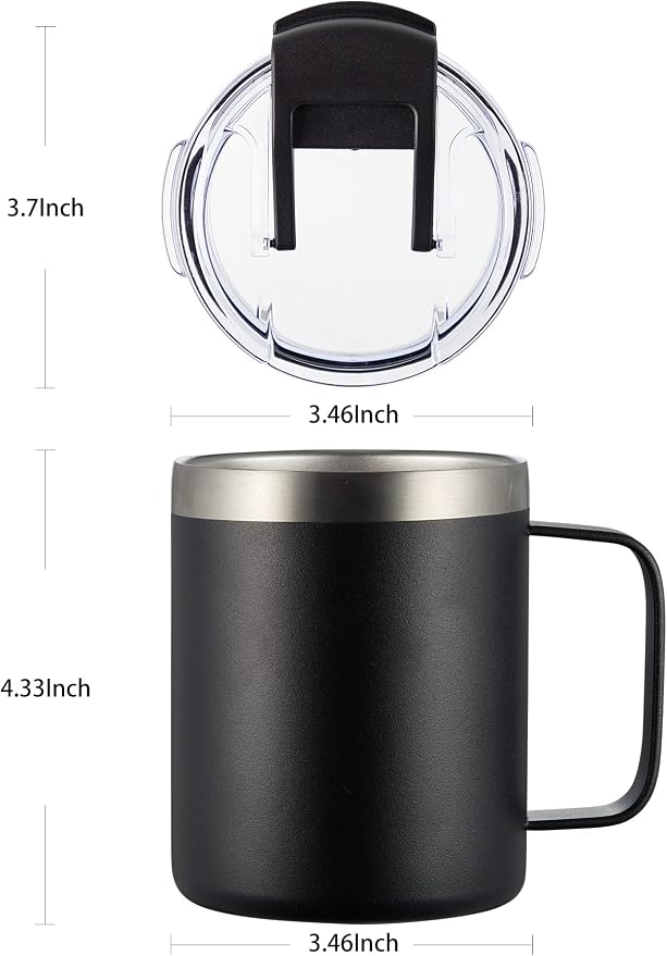 12oz Insulated Coffee Mug Cup with Handle, Stainless Steel Travel Coffee Mug with Flip Lid, Double Wall Vacuum Coffee Tumbler,Sky Blue