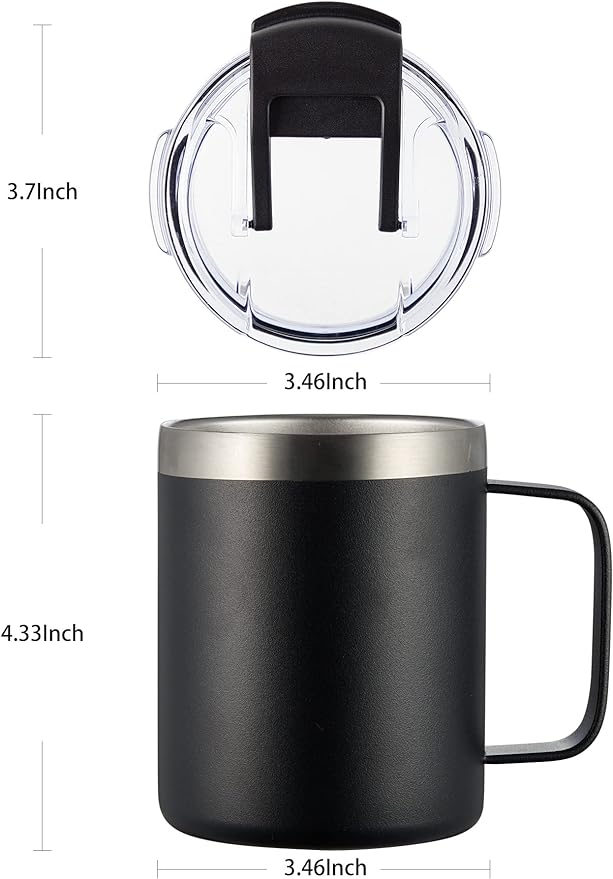 12oz Insulated Coffee Mug Cup with Handle, Stainless Steel Travel Coffee Mug with Flip Lid, Double Wall Vacuum Coffee Tumbler,Lavender