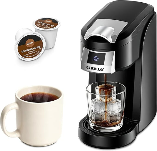 CHULUX Lite Single Serve Coffee Maker for K Cup Capsules, Single Cup Reservoir Coffee Maker with One Touch Brewing, 5 to 12 Oz Brew Sizes, Designed Specifically for Standard Mugs, Black