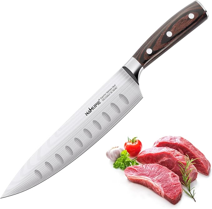 8 Inch Professional Chef Knife High Carbon Stainless Steel Ultra Sharp Kitchen Knife with Ergonomic Wooden Handle Packed by Gift Box