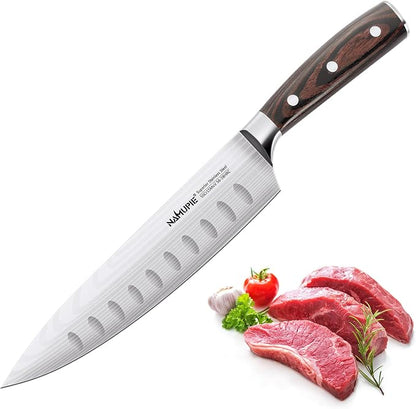 8 Inch Professional Chef Knife High Carbon Stainless Steel Ultra Sharp Kitchen Knife with Ergonomic Wooden Handle Packed by Gift Box