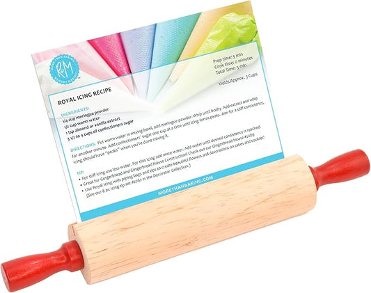 CybrTrayd Rolling Pin Recipe Card Holder, Wood