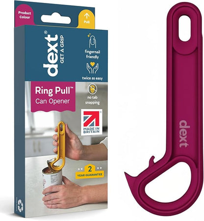 Dext - Ring Pull Can Opener, Pop Can Opener for Seniors, Arthritis, and Parkinson’s, Easy Open, Ergonomic Handle with Comfortable Grip. Perfect for Soda, Pet Food, and More (Mulberry)