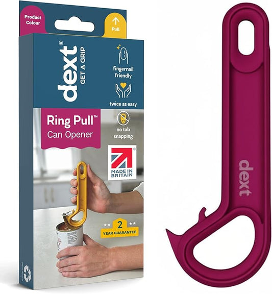 Dext - Ring Pull Can Opener, Pop Can Opener for Seniors, Arthritis, and Parkinson’s, Easy Open, Ergonomic Handle with Comfortable Grip. Perfect for Soda, Pet Food, and More (Mulberry)