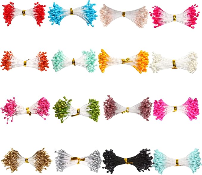 DECORA 16 Colors 1360 Pieces Mixed 3mm Pearl Flower Stamens for Decoration (Classic)