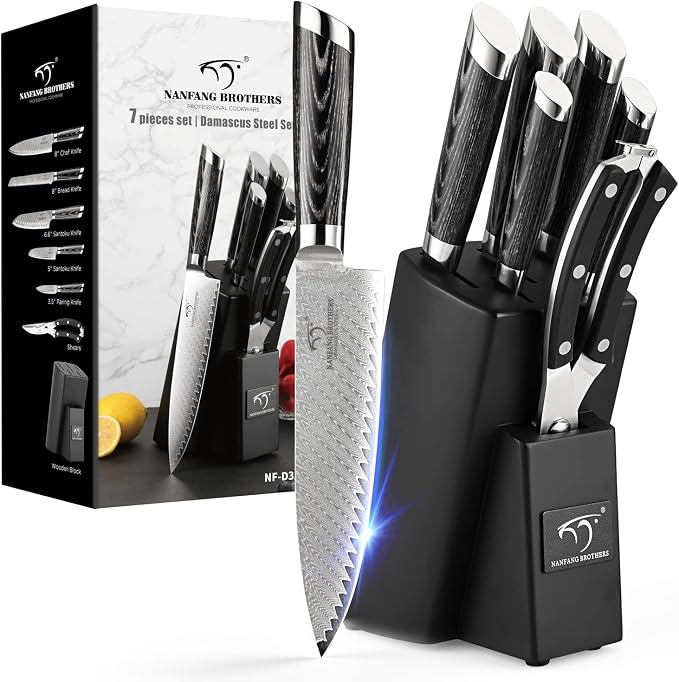 NANFANG BROTHERS Damascus + VG10 Knife,72 Layers, Sharp,Multi-functional,Cooking Utensils,Cutting Meat,Vegetables,Fruits,Home Use,Commercial