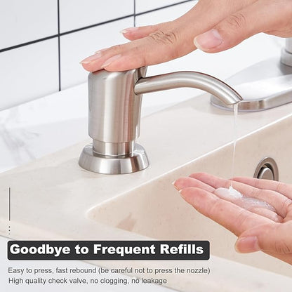 GAGALIFE Built in Counter Soap Dispenser (Brushed Nickel) for Kitchen Sink and Soap Dispenser Extension Tube, Anti-Leakage Upgrade with 40" Soap Tube No More Top Refill