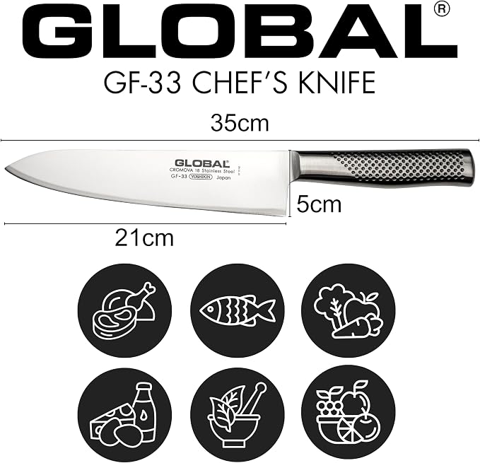 Global GF-33 8 1/4-Inch, 21-cm Heavyweight Chef's Knife