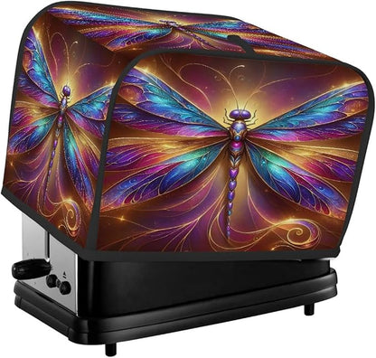 Dragonfly Animal Toaster Cover 2 Slice Wide Slot Washable Toaster Covers | Rainbow Art Dust and Fingerprint Protection Bread Maker Covers for Kitchen Accessories Decor Bakeware Women Gift