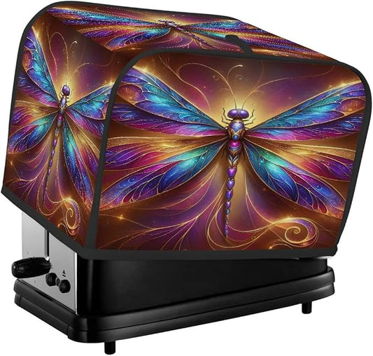 Dragonfly Animal Toaster Cover 2 Slice Wide Slot Washable Toaster Covers | Rainbow Art Dust and Fingerprint Protection Bread Maker Covers for Kitchen Accessories Decor Bakeware Women Gift