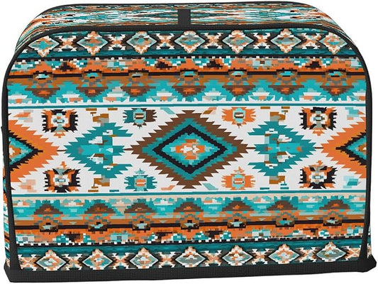 2 Slice Aztec Ethnic Colorful Toaster Cover Waterproof Dust Fingerprint Bread Machine Cover Washable Kitchen Appliance Protector For Home Kitchen Bakeware Table Decor Women Gifts