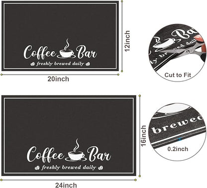 CooRug Absorbent Coffee Mat, Fashion Dish Drying Mat for Kitchen Counter Coffee Bar Accessories Espresso Machine Dish Rack 16" x 24" Black
