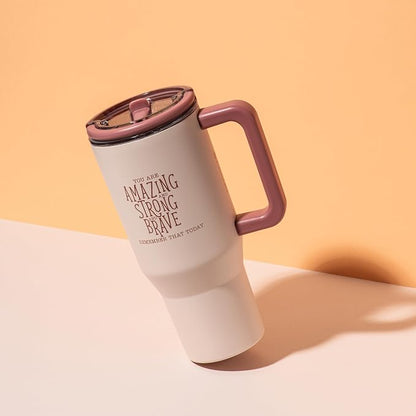 DIVERSEBEE 30 oz Insulated Stainless Steel Tumbler with Lid, Inspirational Birthday Thank You Gifts for Women, Mom, Wife, Girlfriend, Teacher, Her, Nurses, Best Friend, Travel Mug (Blush)