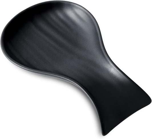 Hasense Spoon Rest for Stove Top, Large Ceramic Spoon Holder for Kitchen Counter, Cooking Utensil Rest for Spatula Ladle and Tong, Kitchen Spoon Rest for Home and Coffee Bar Accessories, Matte Black