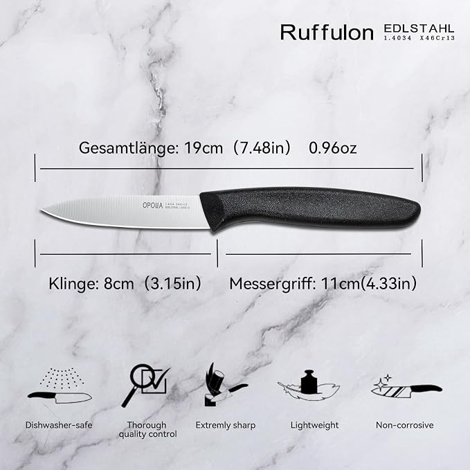 Paring Knife Fruit Knife Set (6 Pieces), Ultra Sharp Stainless Steel Vegetable and Fruit Knife with PP Plastic Ergonomic Handle for Cutting Fruits and Vegetables- Black