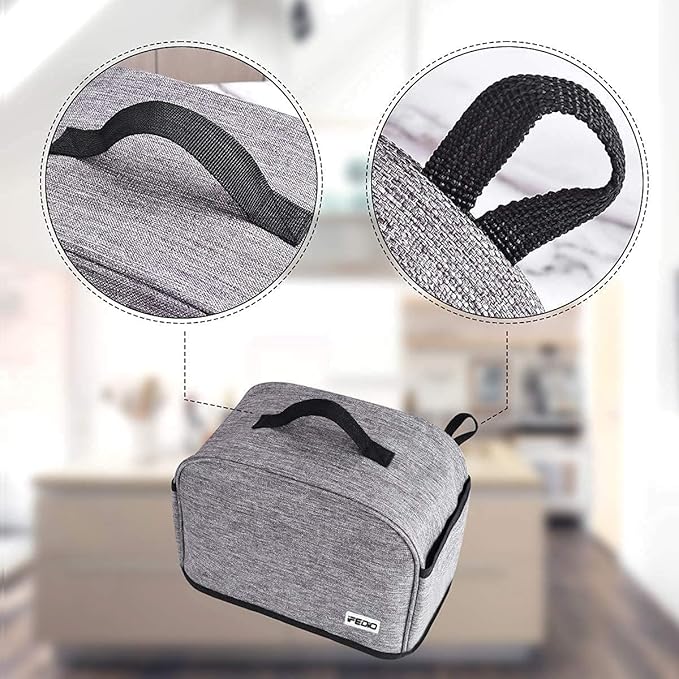 Toaster Cover 4 Slice with Storage Pockets, Toaster Dust Cover, Washable & Waterproof (Grey)