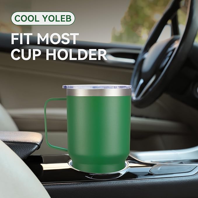 30 oz Tumbler with Handle and Lid, Stainless Steel Tumblers Bulk Double Wall Vacuum Insulated Travel Mug Leak Proof Cup Keep Drinks Cold and Hot Dark Green, 12 Pack