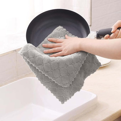 Homaxy 16 Pack Kitchen Cloths Dish Towels (10" x 20", Grey), Super Soft and Absorbent Coral Velvet Dishcloths, Fast Drying No Lint Microfiber Cleaning Cloth