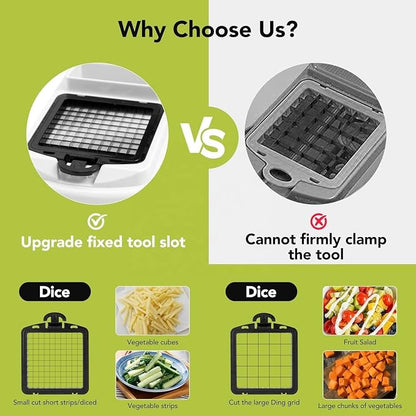 Vegetable Chopper 15 in 1 with Container – Mandoline Slicer, Onion Chopper Dicer, Food Chopper, Cheese Grater & Veggie Slicer for Kitchen Meal Prep | KIOOM