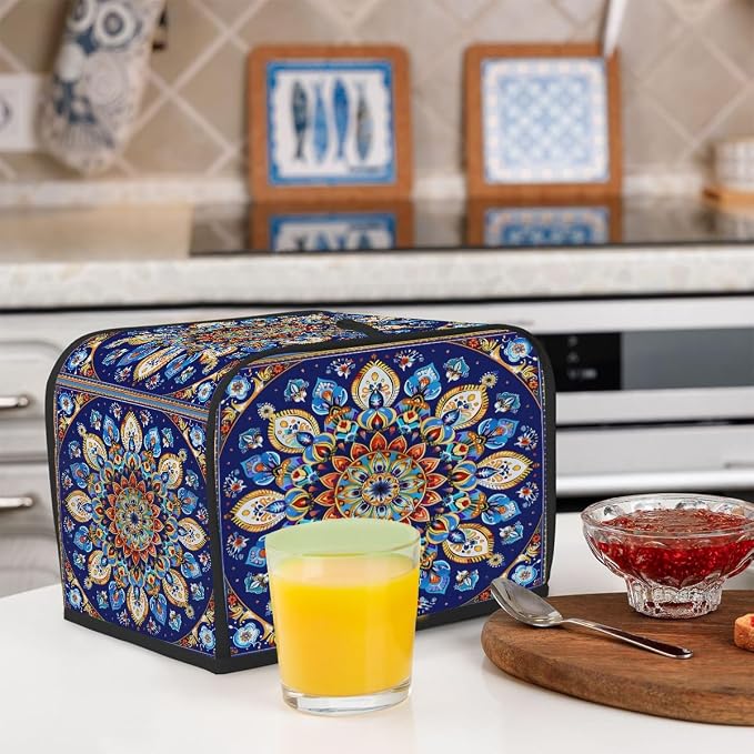Toaster Cover 2 Slice Wide Slot Boho Mandala Flower(214) Bread Toaster Oven Dustproof Cover Small Appliance Kitchen Covers Dust and Fingerprint Protection for Women Gift 2 Slice