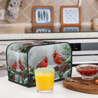 Cardinal Toaster Cover 2 Slice Wide Slot Washable Toaster Covers | Winter Tree Dust and Fingerprint Protection Bread Maker Covers for Kitchen Accessories Decor Bakeware Women Gift