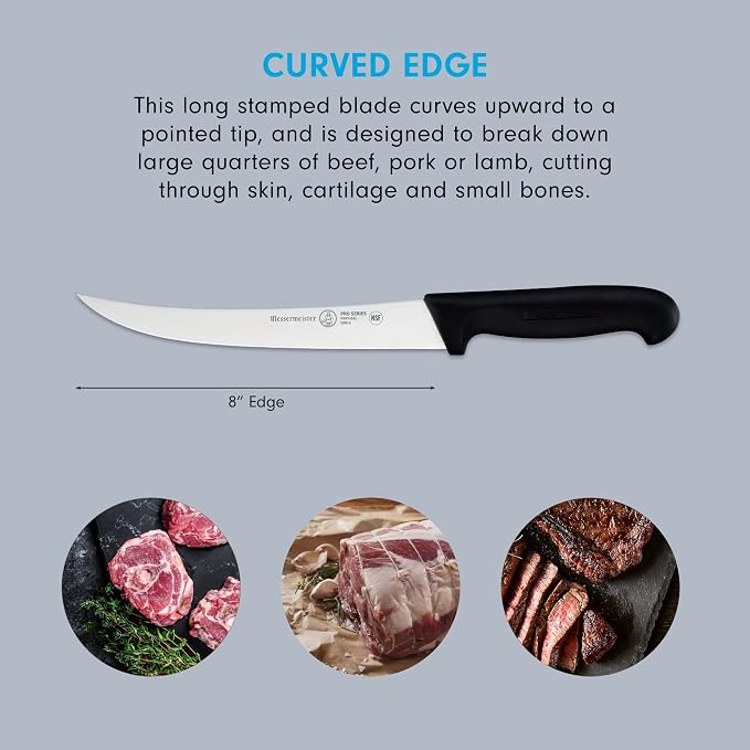 Messermeister Pro Series 8” Breaking Knife - German X50 Stainless Steel & NSF-Approved PolyFibre Handle - 15-Degree Edge, Rust Resistant & Easy to Maintain - Made in Portugal