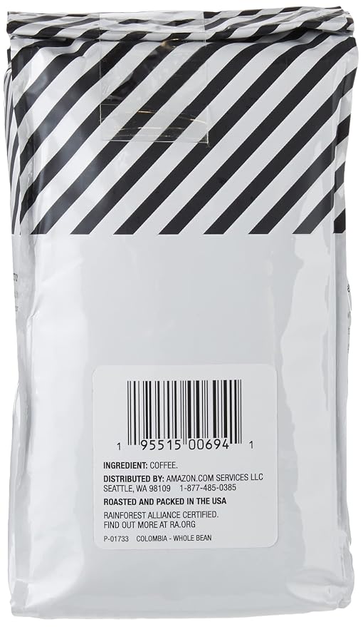 Amazon Fresh Colombia Whole Bean Coffee, Medium Roast, 12 Ounce
