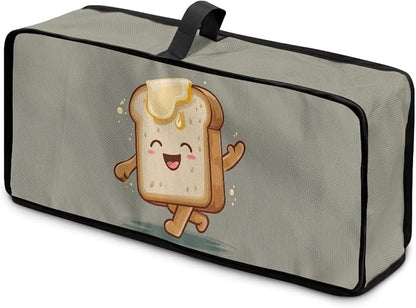 Slim 2 Slice Toaster Cover Funny Toaster Bread Print Water-Resistant Dust Covers with Handle Keep Kitchen Small Appliances Clean