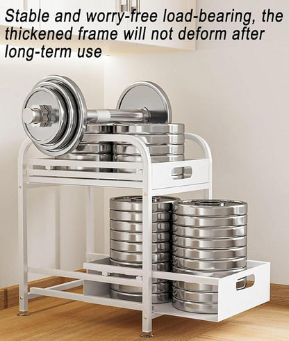 2 Tier Pull-out Storage Organizer, Slide Out Kitchen Cabinet Storage Sliding Shelves, Under Sink Organizers Drawer, Multi-Purpose Storage Rack for Kitchen Pantry, Bathroom Countertop Storage (White)