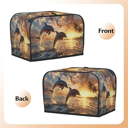 Toaster Cover 2 Slice Wide Slot Beach Sea DolphinBread Toaster Oven Dustproof Cover Small Appliance Kitchen Covers Dust and Fingerprint Protection for Women Gift 2 Slice