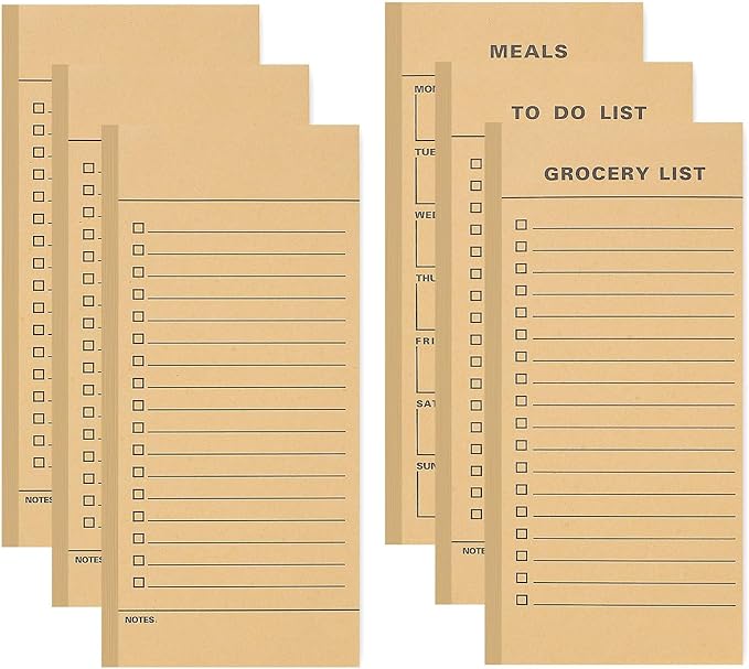 Utron 6 Pack Vintage Magnetic Notepads for Refrigerator, 50 pages/book Grocery List Magnet Pad for Fridge, Design MagneticGrocery List Pad for Fridge, Grocery List Notepad, To-Do List
