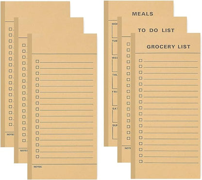 Utron 6 Pack Vintage Magnetic Notepads for Refrigerator, 50 pages/book Grocery List Magnet Pad for Fridge, Design MagneticGrocery List Pad for Fridge, Grocery List Notepad, To-Do List