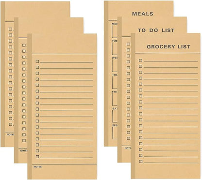 Utron 6 Pack Vintage Magnetic Notepads for Refrigerator, 50 pages/book Grocery List Magnet Pad for Fridge, Design MagneticGrocery List Pad for Fridge, Grocery List Notepad, To-Do List