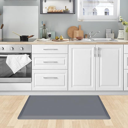 KitchenClouds Kitchen Mat Cushioned Anti Fatigue Rug 20"x32" Water Resistant, Non Slip, Standing and Comfort Desk/Floor Mats for House Sink Office (Grey)