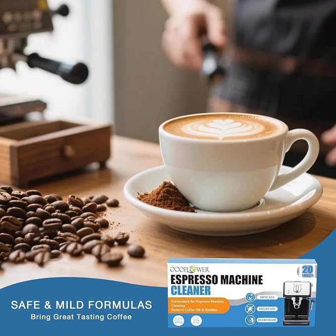 20 Count Coffee Machine Cleaning Tablets, Descaling, Backflush Oil,Limescale & Mineral Deposits Remover Tabs for Espresso Machine, Multi Cup, Pod, Single Serve
