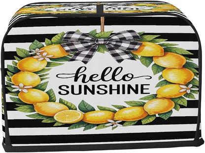 4 Slice Lemon Summer Yellow Toaster Cover Waterproof Dust Fingerprint Bread Machine Cover Washable Kitchen Appliance Protector For Home Kitchen Bakeware Table Decor Women Gifts