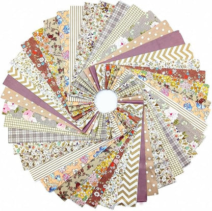 84 Pcs Jelly Roll Fabric Strips for Quilting Sewing 2.6 Inch Precut Cotton Floral Fabric Strips Bundles DIY Sewing Supplies Brown