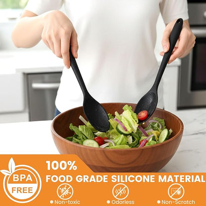 HAKSEN Silicone Spoons for Cooking, 4PCS 10.8 Inch Nonstick Kitchen Serving Spoons, Heat Resistant Silicone Cooking Utensils Set for Stirring, Mixing, Baking, House Warming Gifts & Stocking Stuffers